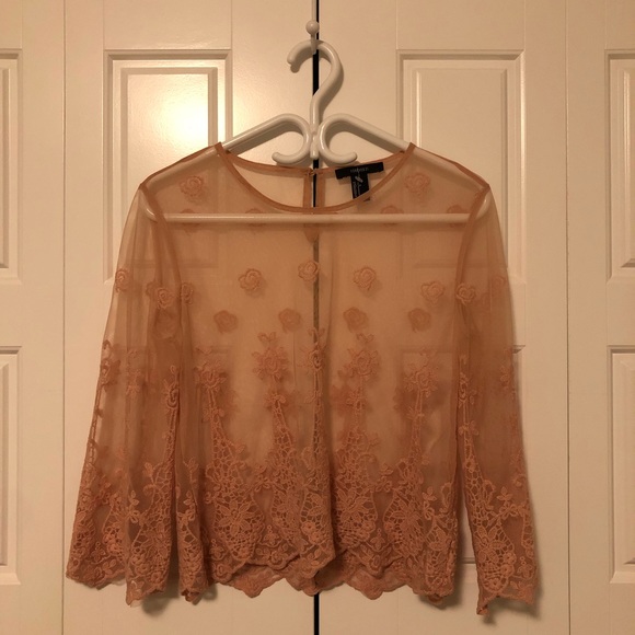 F21 Sheer Floral Embroidered Top 🌸 - Picture 1 of 6
